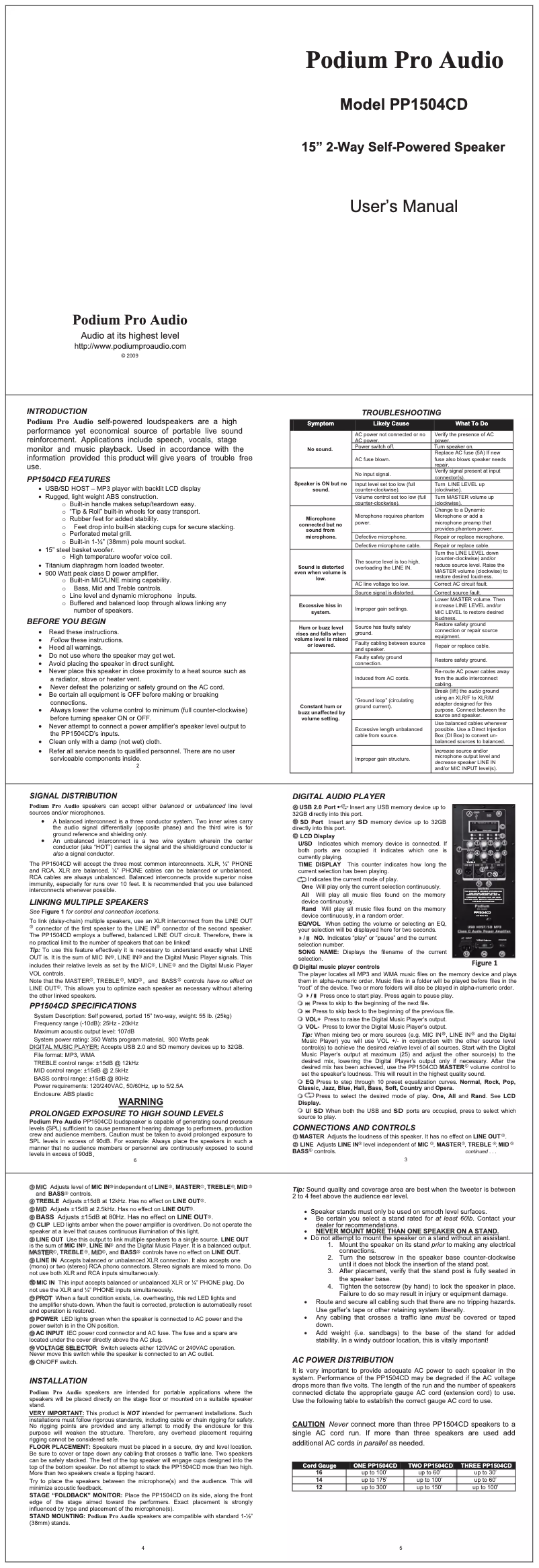Página 1 del manual Manual de usuario Podium Pro PP1504CD