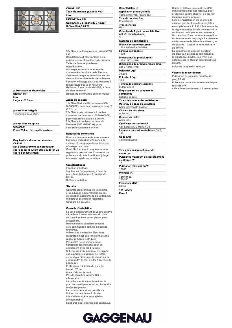 Imagen de la primera página del manual del dispositivo CG492111F