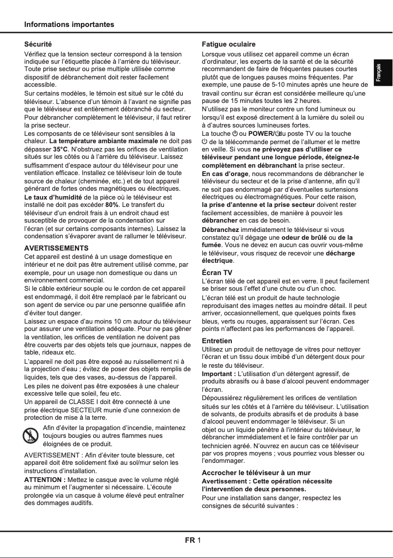 Page n°1 - Manuel utilisateur Thomson 32FZ5533