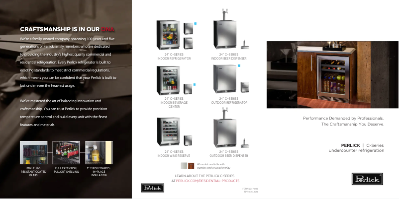 Page 1 de la notice Brochure Perlick HC24RB-4-3L