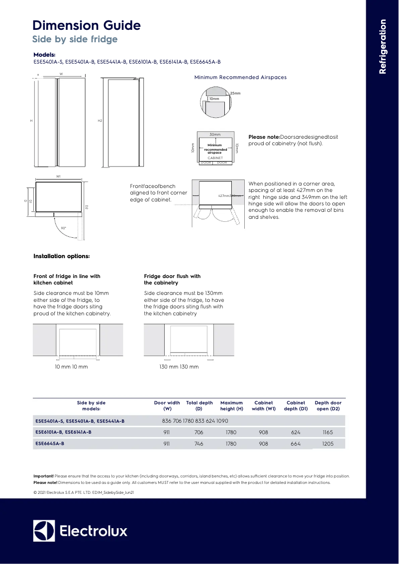 Page n°1 - Guide d'installation Electrolux ESE5401A-B