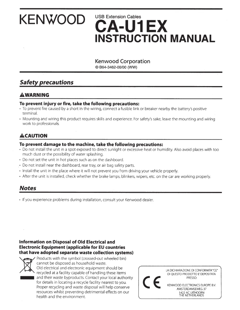 Image de la première page du manuel de l'appareil CA-U1EX