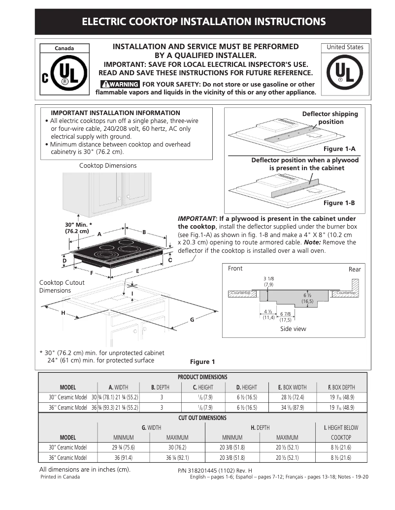 Page 1 de la notice Guide d'installation Electrolux EW30CC55GW