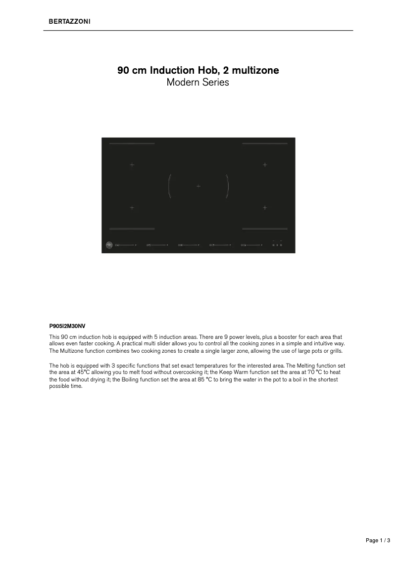 Página 1 del manual Ficha técnica Bertazzoni P905I2M30NV