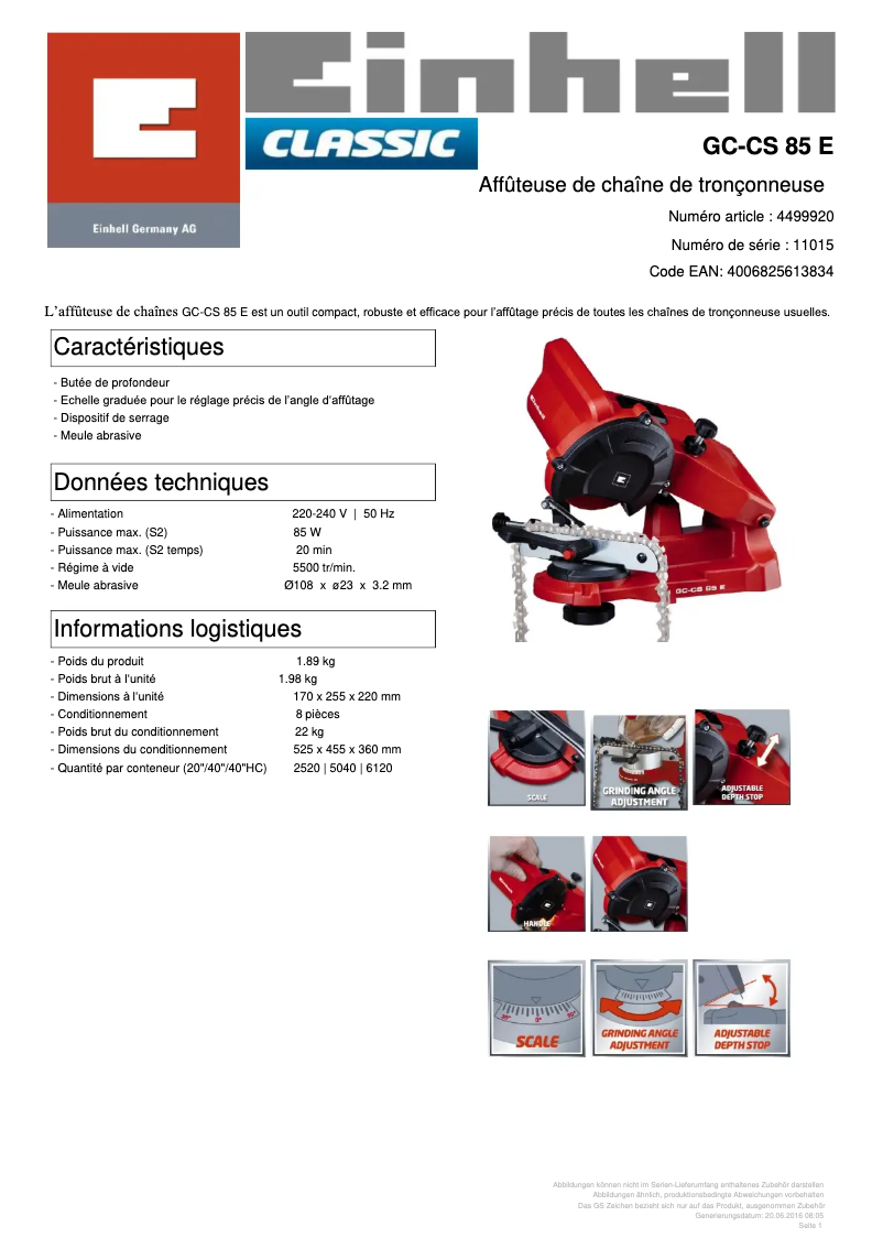 Image de la première page du manuel de l'appareil GC-CS 85 E