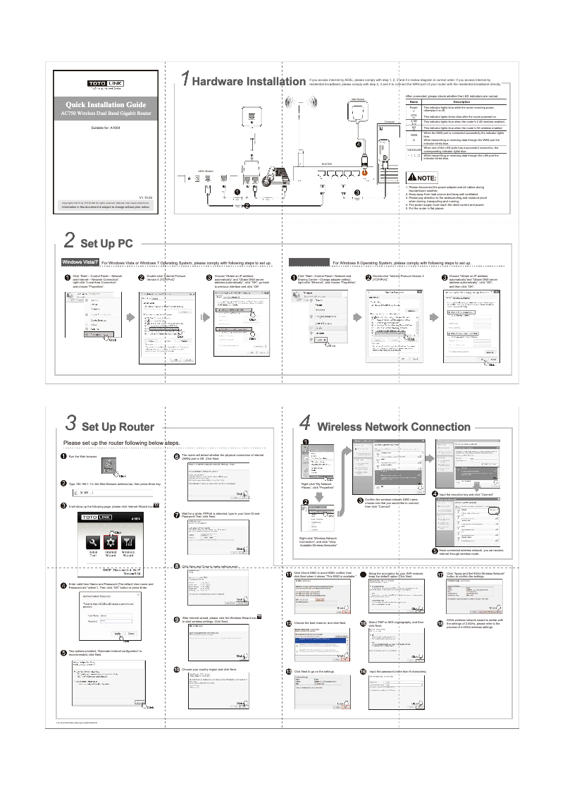 Page 1 de la notice Manuel utilisateur Totolink A1004