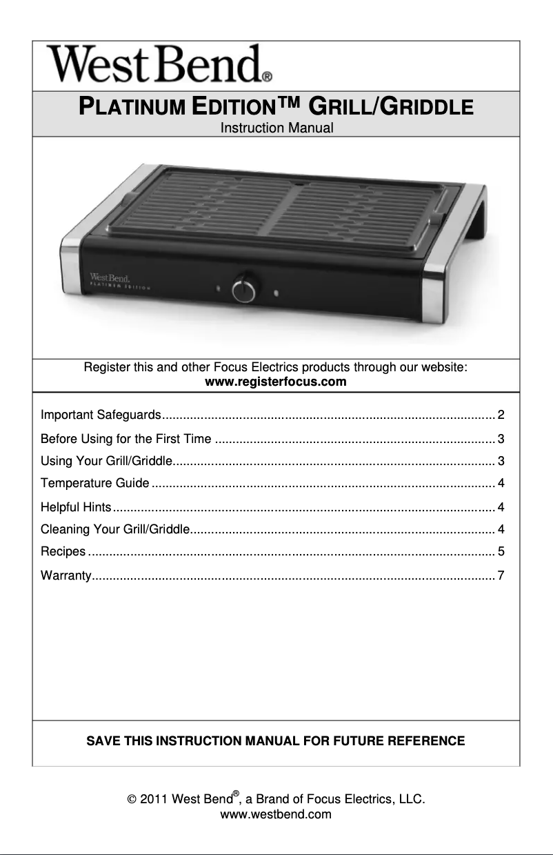 Page n°1 - Manuel utilisateur Focus Electrics 6125