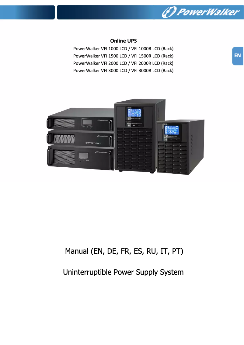 Image de la première page du manuel de l'appareil PowerWalker VFI 1500 LCD