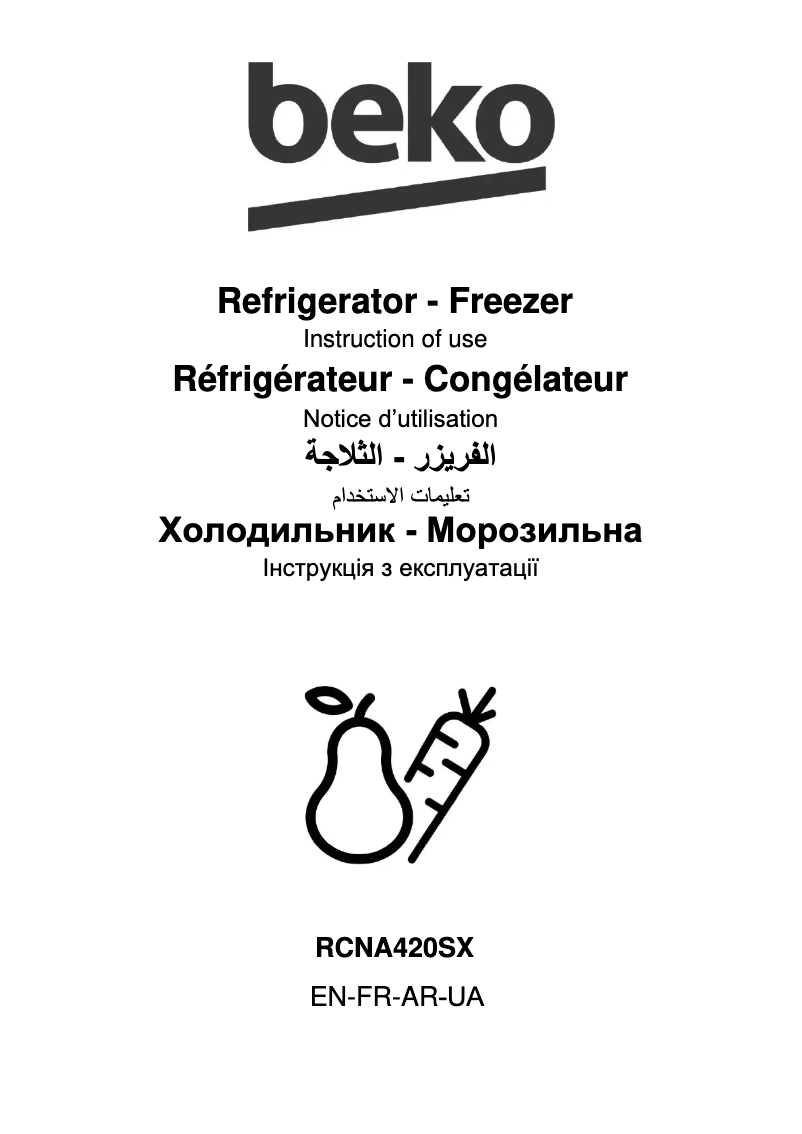 Page 1 de la notice Manuel utilisateur Beko RCNA420SX