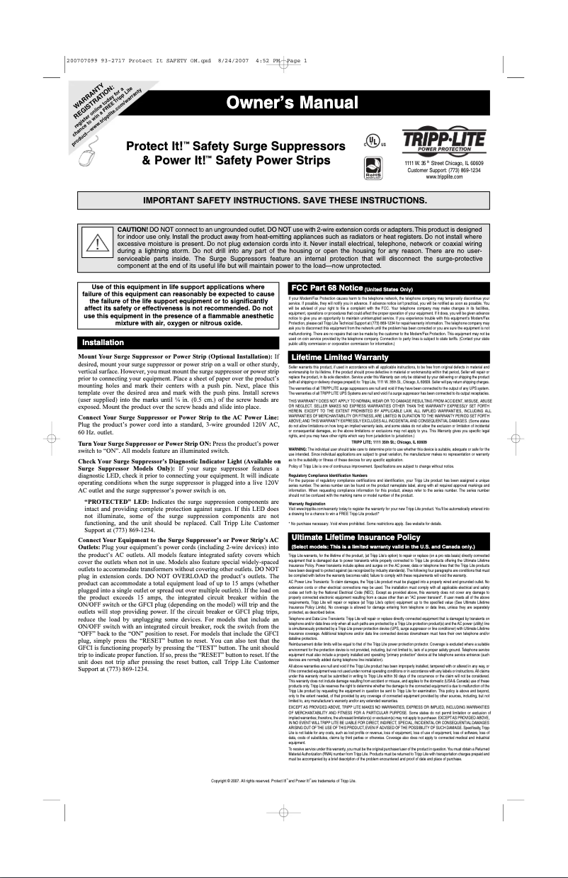 Página 1 del manual Manual de usuario Tripp Lite TLM812GF