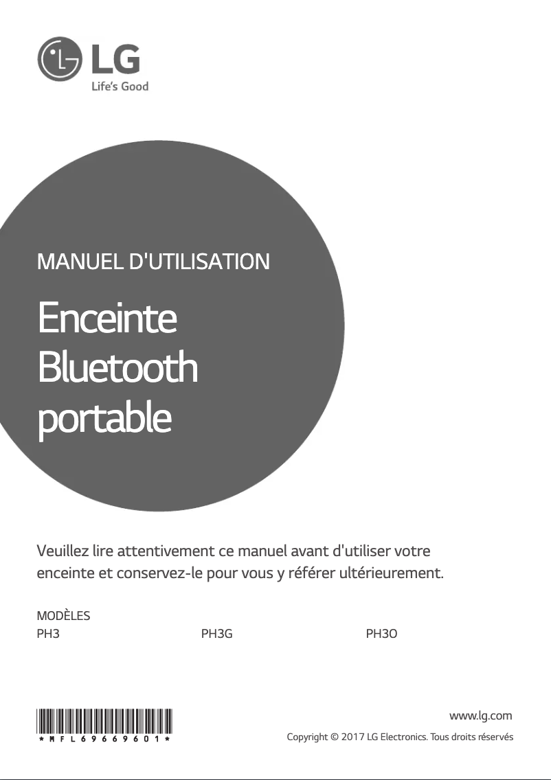 Image de la première page du manuel de l'appareil PH3G