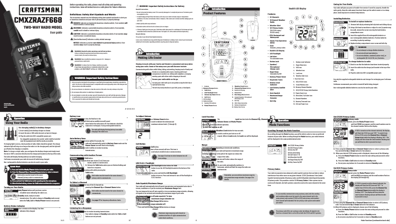 Page 1 de la notice Manuel utilisateur Craftsman CMXZRAZF668