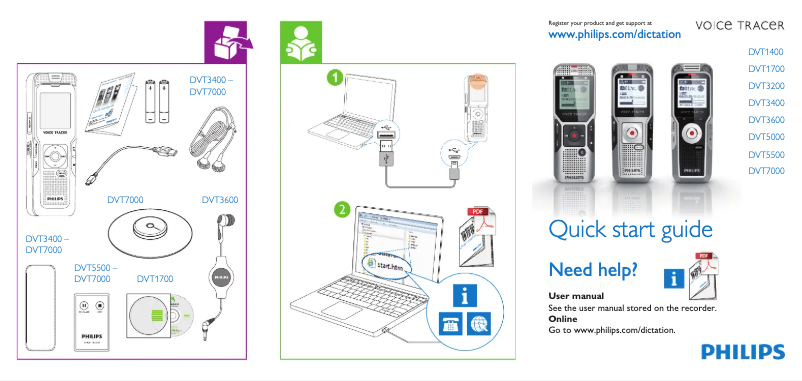 Page 1 de la notice Manuel utilisateur Philips Voice Tracer DVT1700