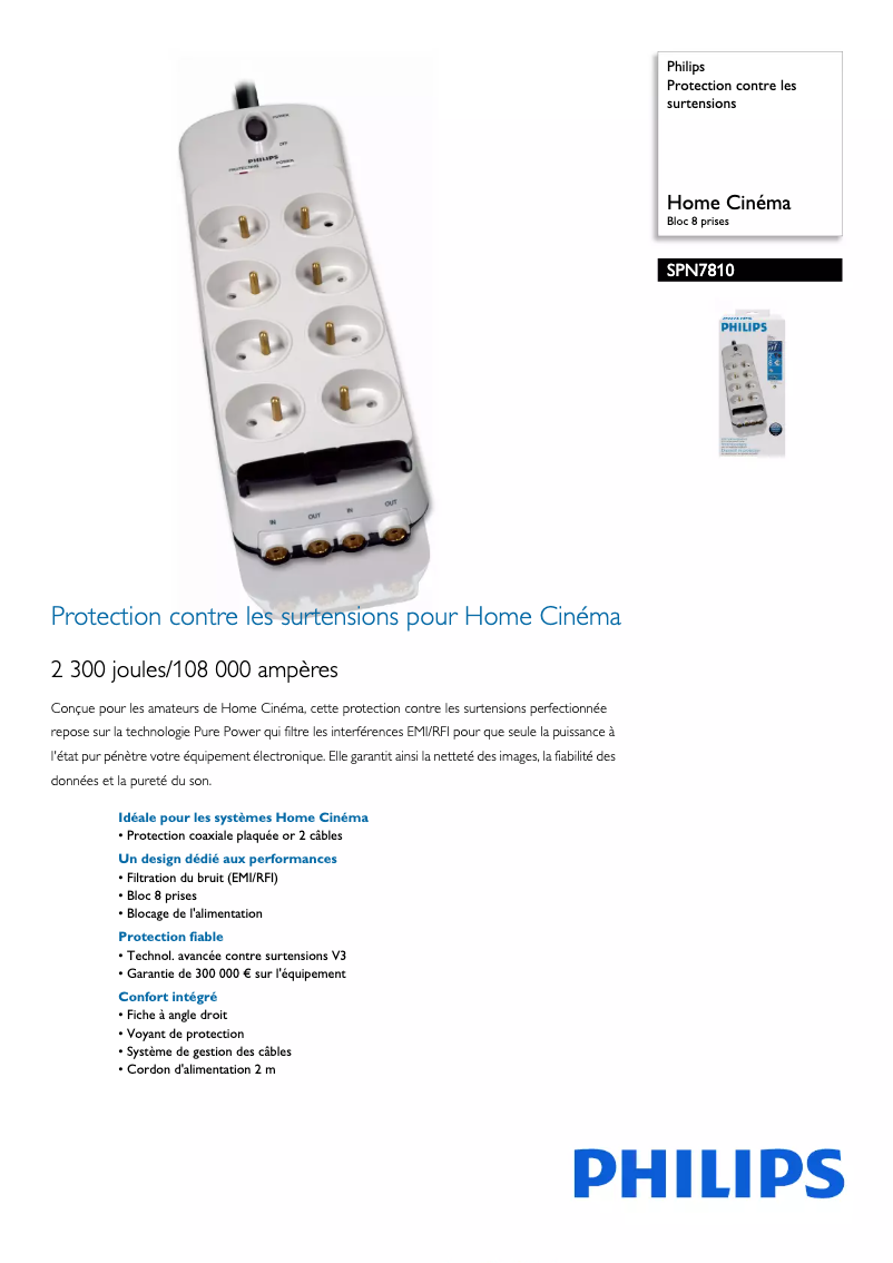 Página 1 del manual Ficha técnica Philips SPN7810