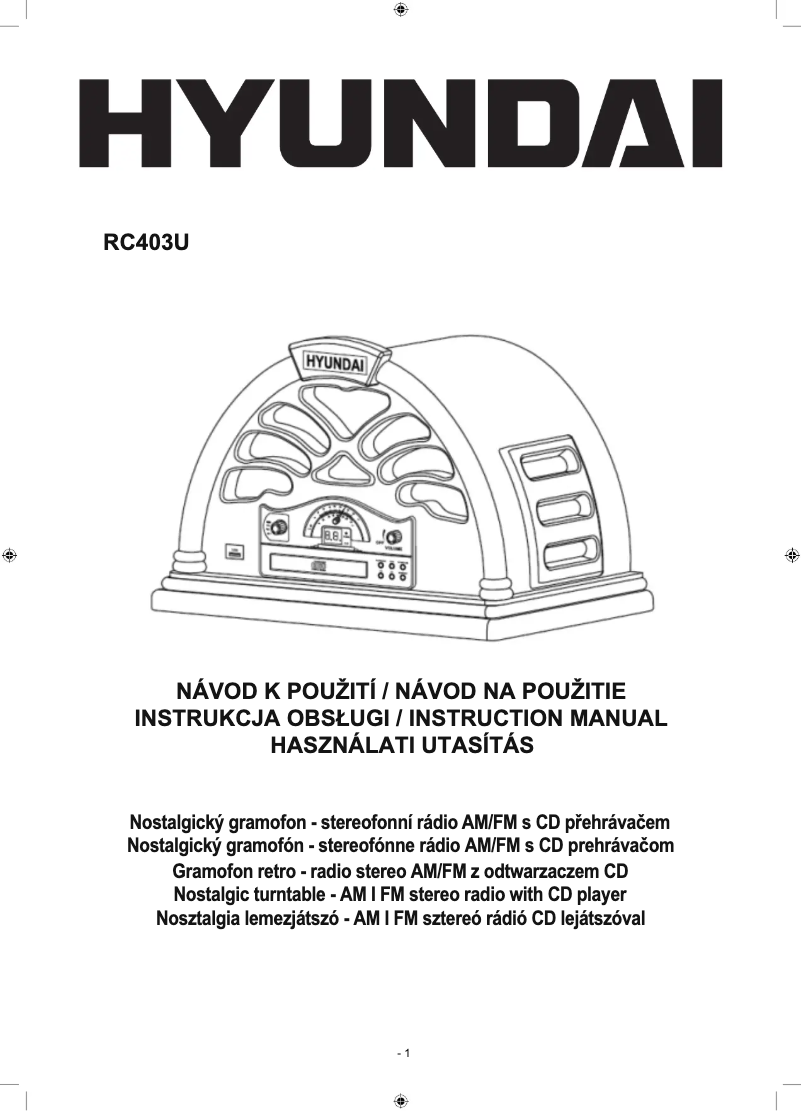 Page 1 de la notice Manuel utilisateur Hyundai RC 403 U