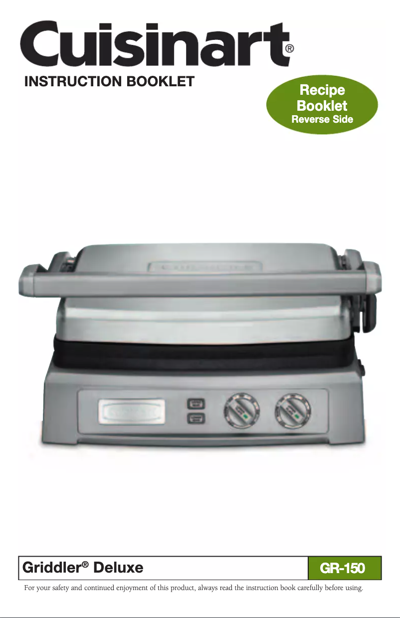 Page n°1 - Manuel utilisateur Cuisinart Griddler Deluxe GR-150