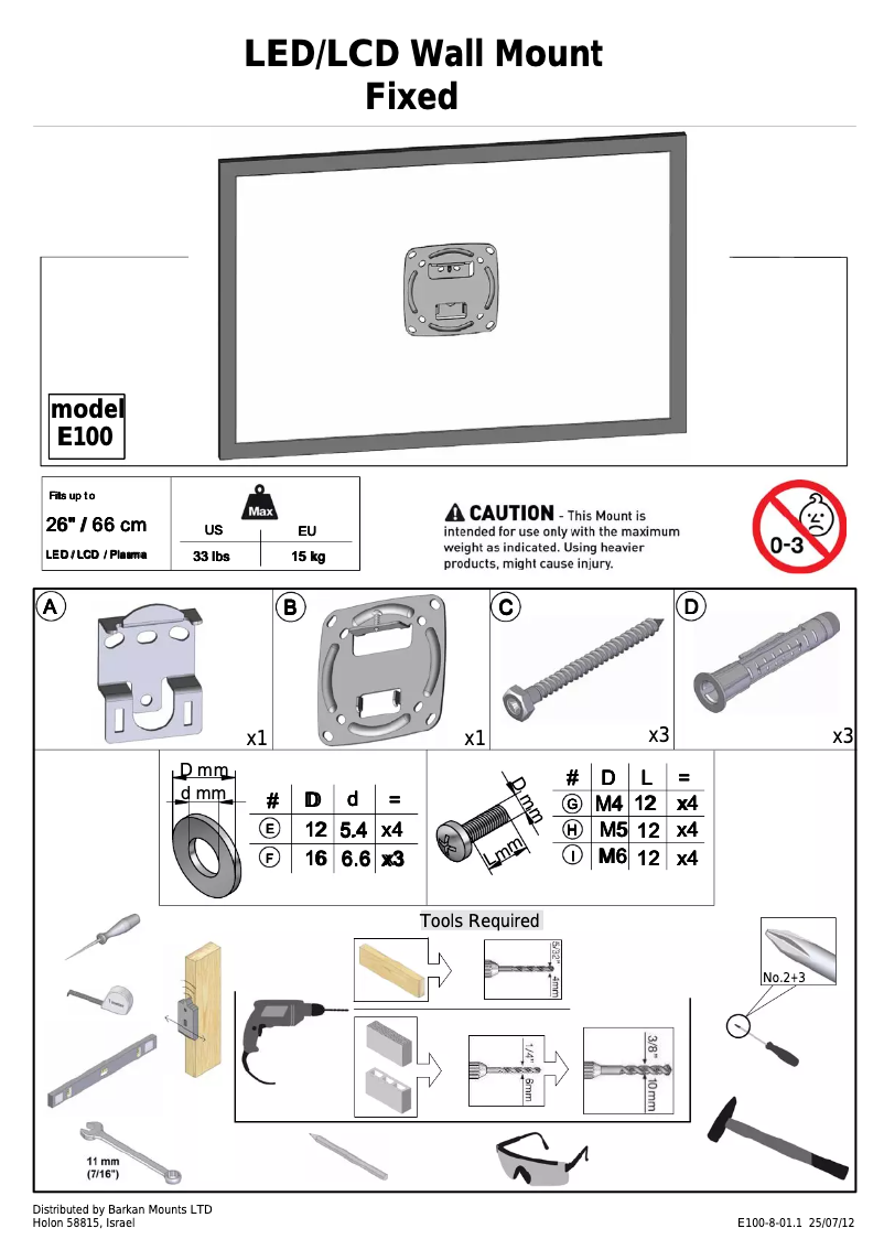 Page 1 de la notice Manuel utilisateur Barkan E100