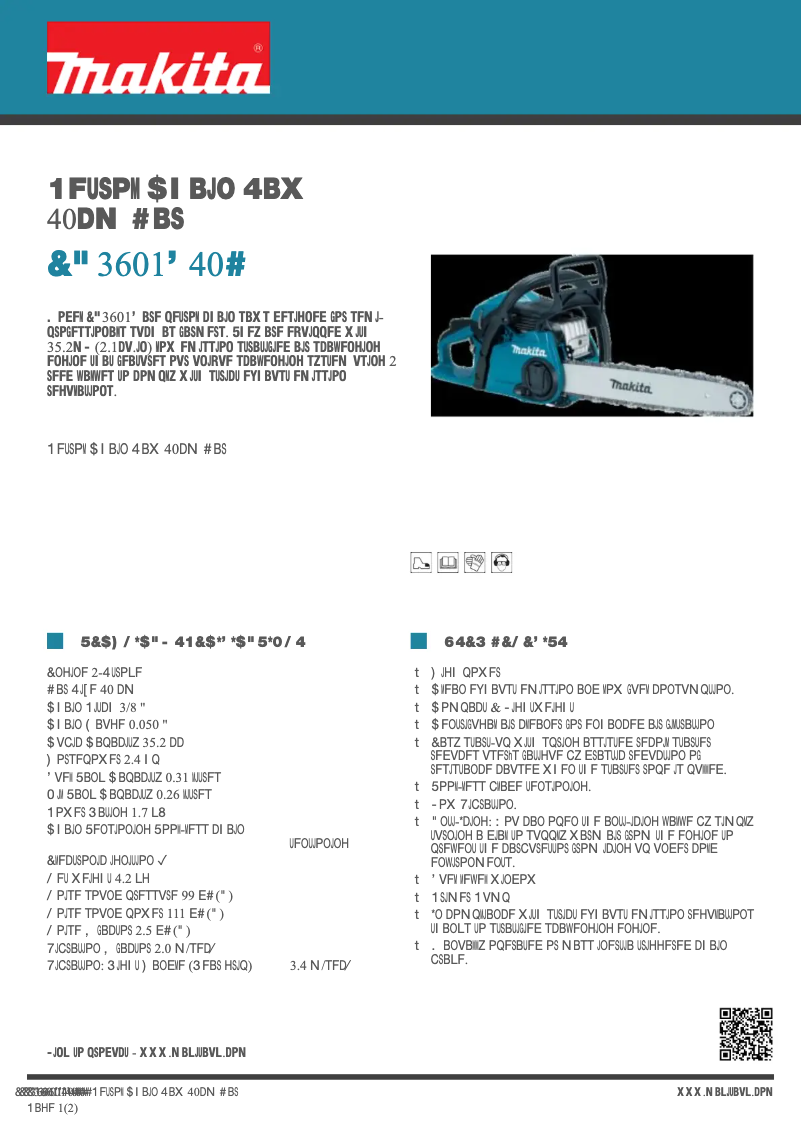 Page 1 de la notice Fiche technique Makita EA3601F40B