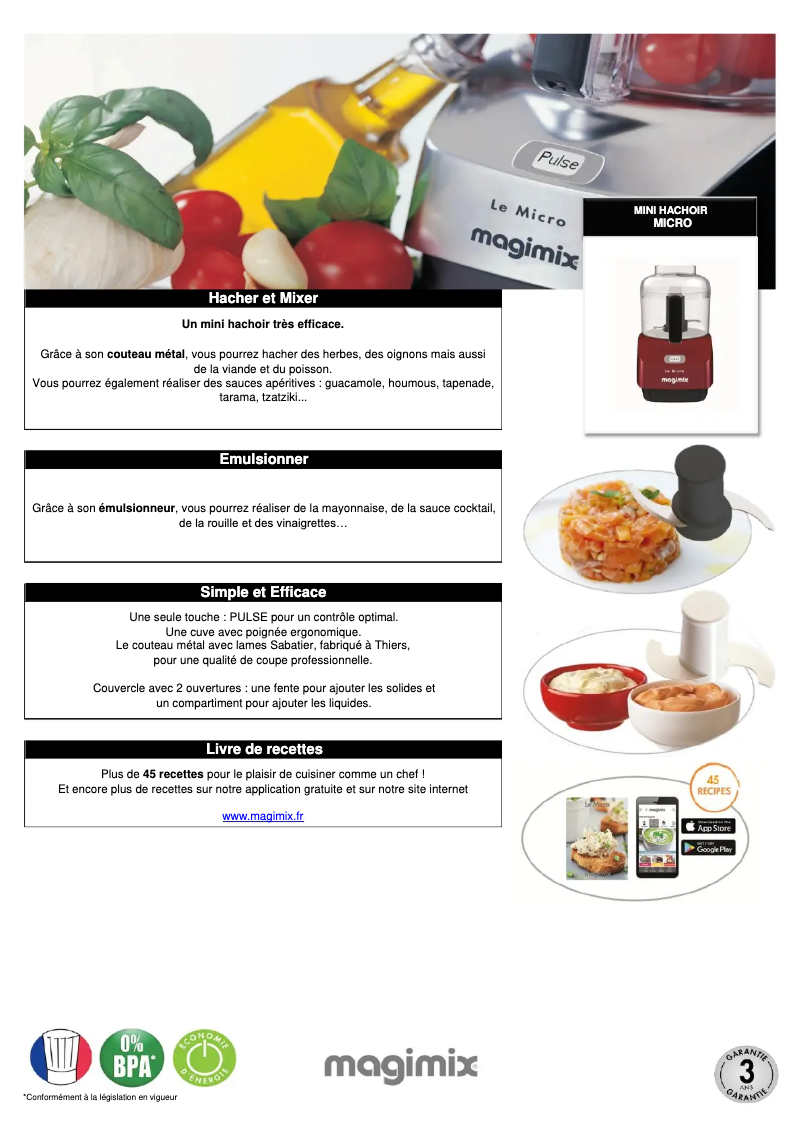 Page 1 de la notice Manuel utilisateur Magimix Micro