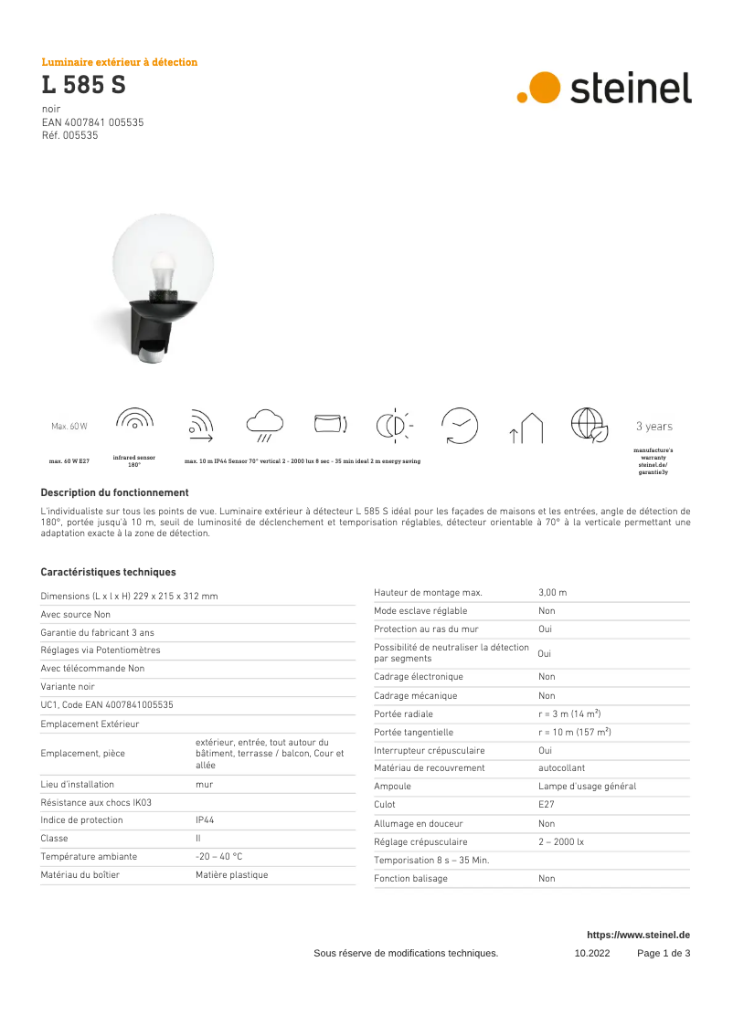 Image de la première page du manuel de l'appareil L 585 S