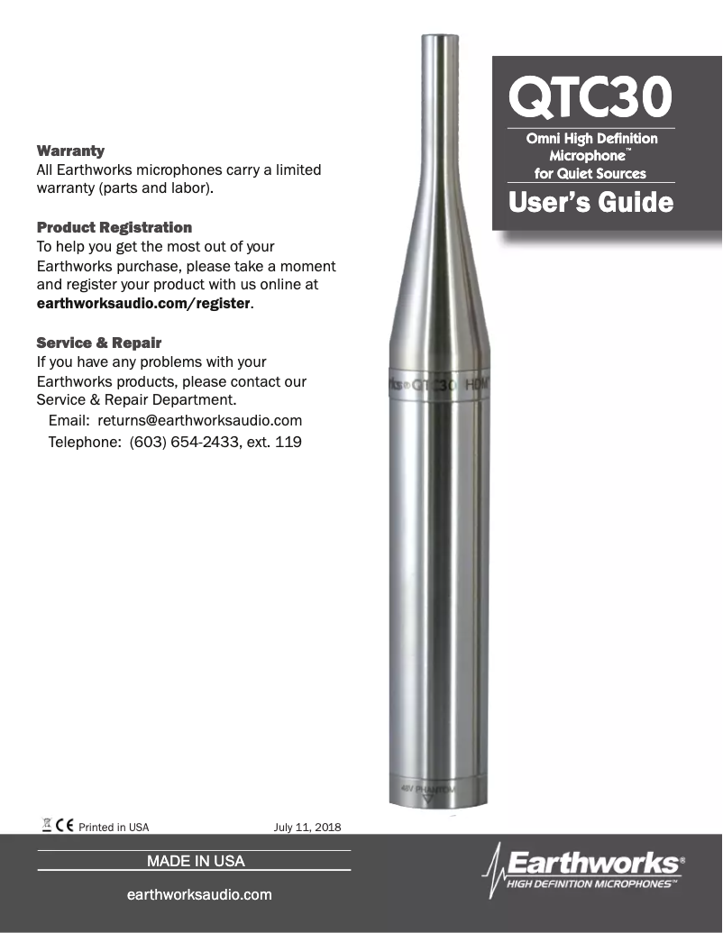 Página 1 del manual Manual de usuario Earthworks QTC30