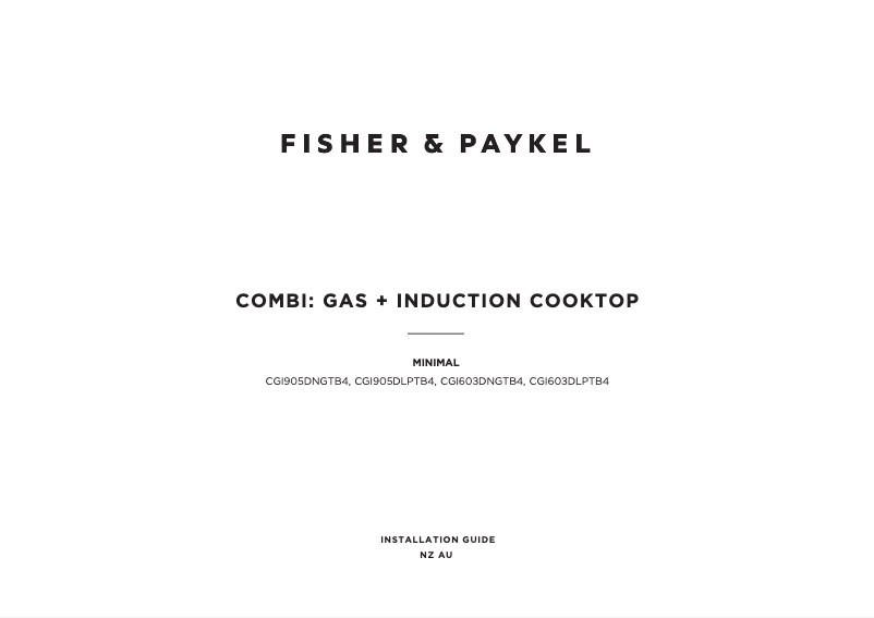 Page n°1 - Guide d'installation Fisher & Paykel CGI603DNGTB4