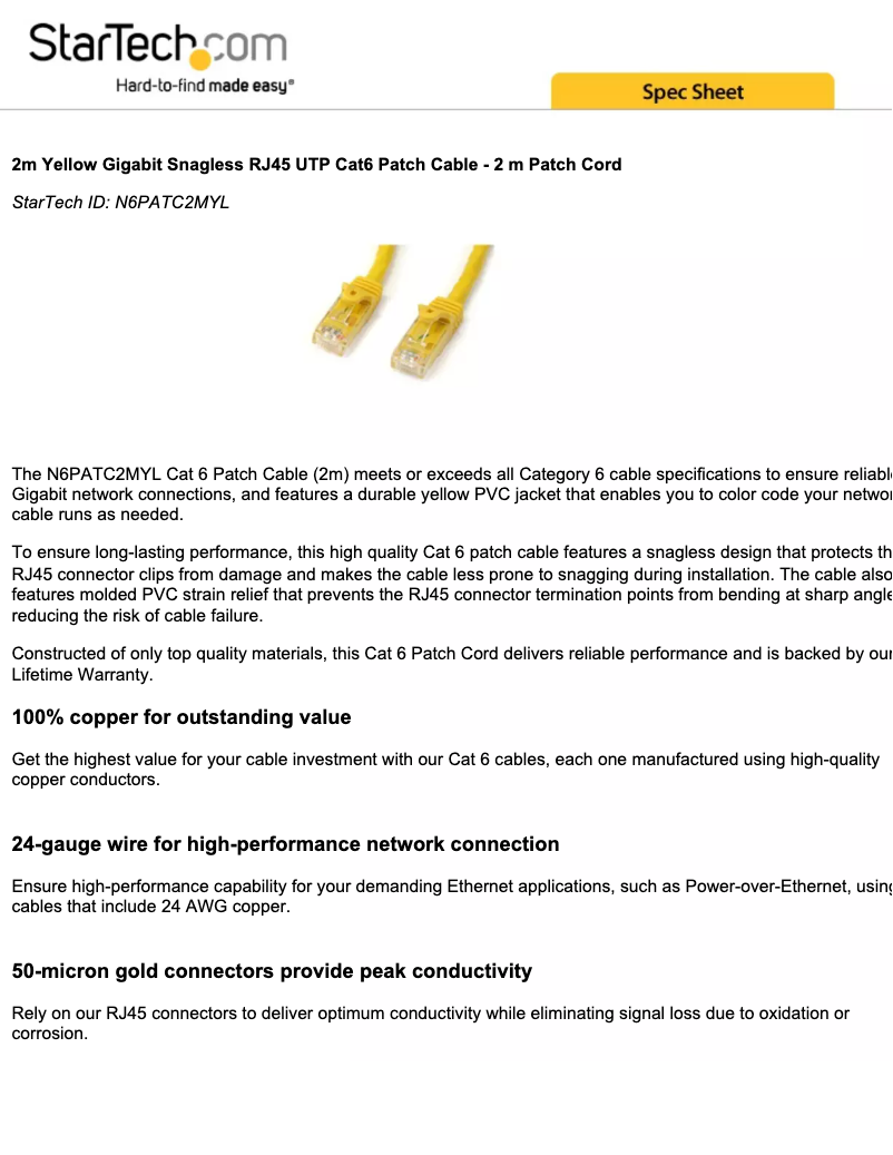 Page n°1 - Manuel utilisateur StarTech.com N6PATC2MYL