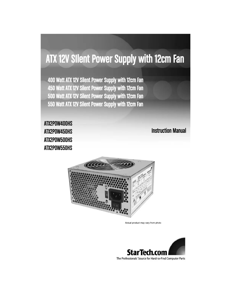 Page n°1 - Manuel utilisateur StarTech.com ATX2POW500HS