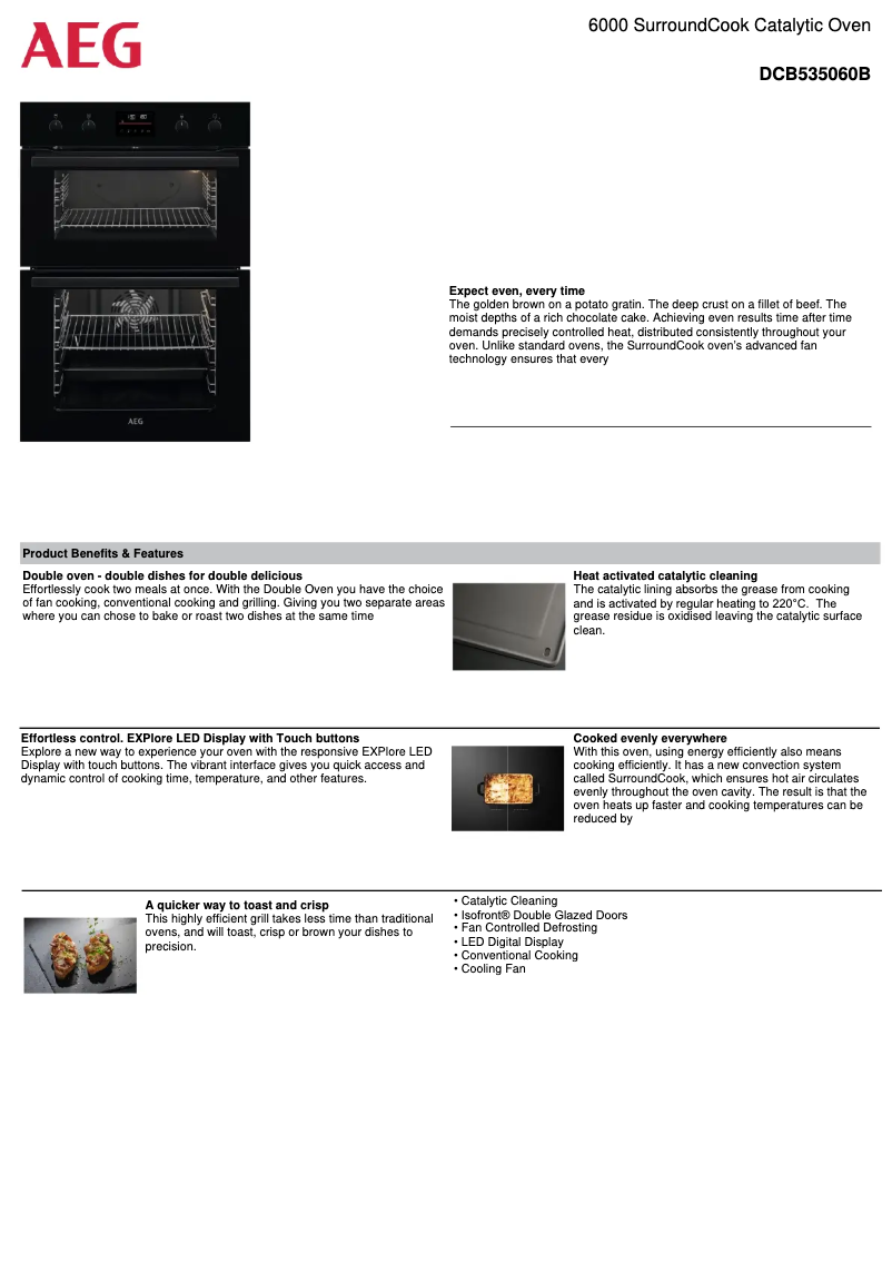 Page 1 de la notice Fiche technique AEG DCB535060B