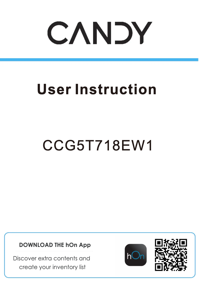 Page 1 de la notice Manuel utilisateur Candy CCG5T718EW1