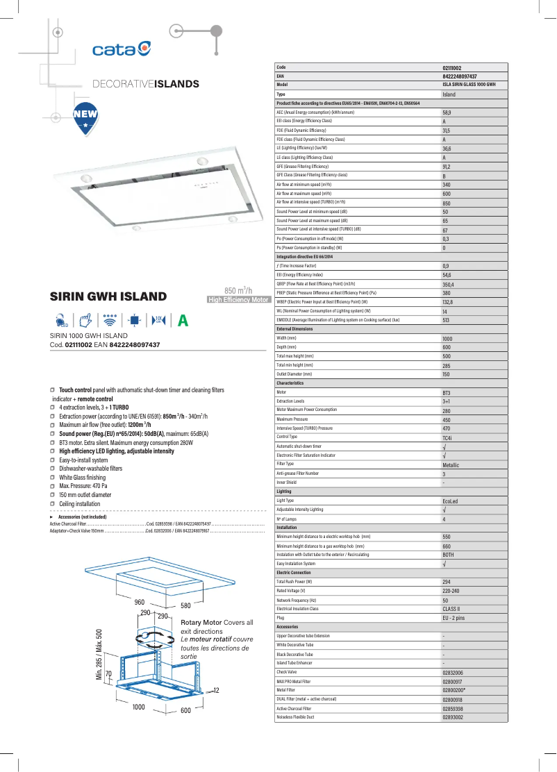 Image de la première page du manuel de l'appareil ISLA SIRIN 1000 GWH