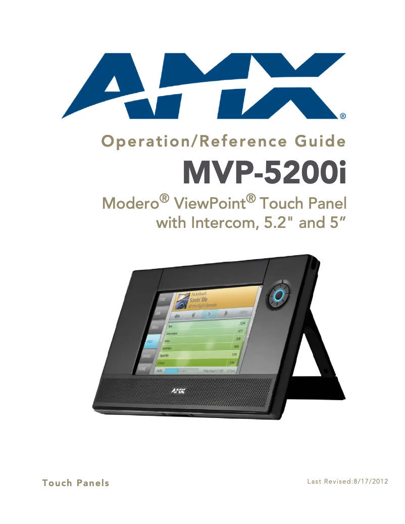 Page n°1 - Manuel utilisateur AMX MVP-5200i-GW