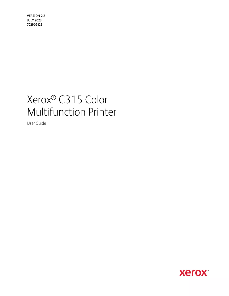 Page n°1 - Manuel utilisateur Xerox C315