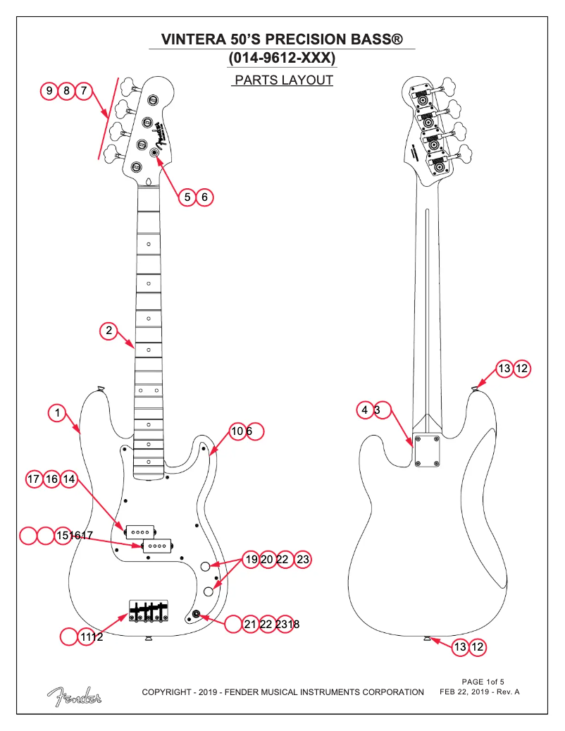 Page n°1 - Manuel utilisateur Fender Vintera '50s Precision Bass