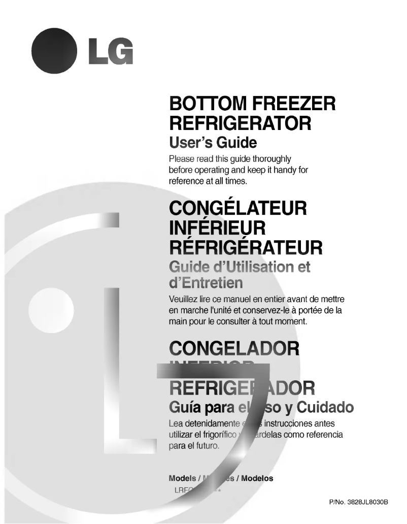 Page 1 de la notice Manuel utilisateur LG GR-B258JSAA