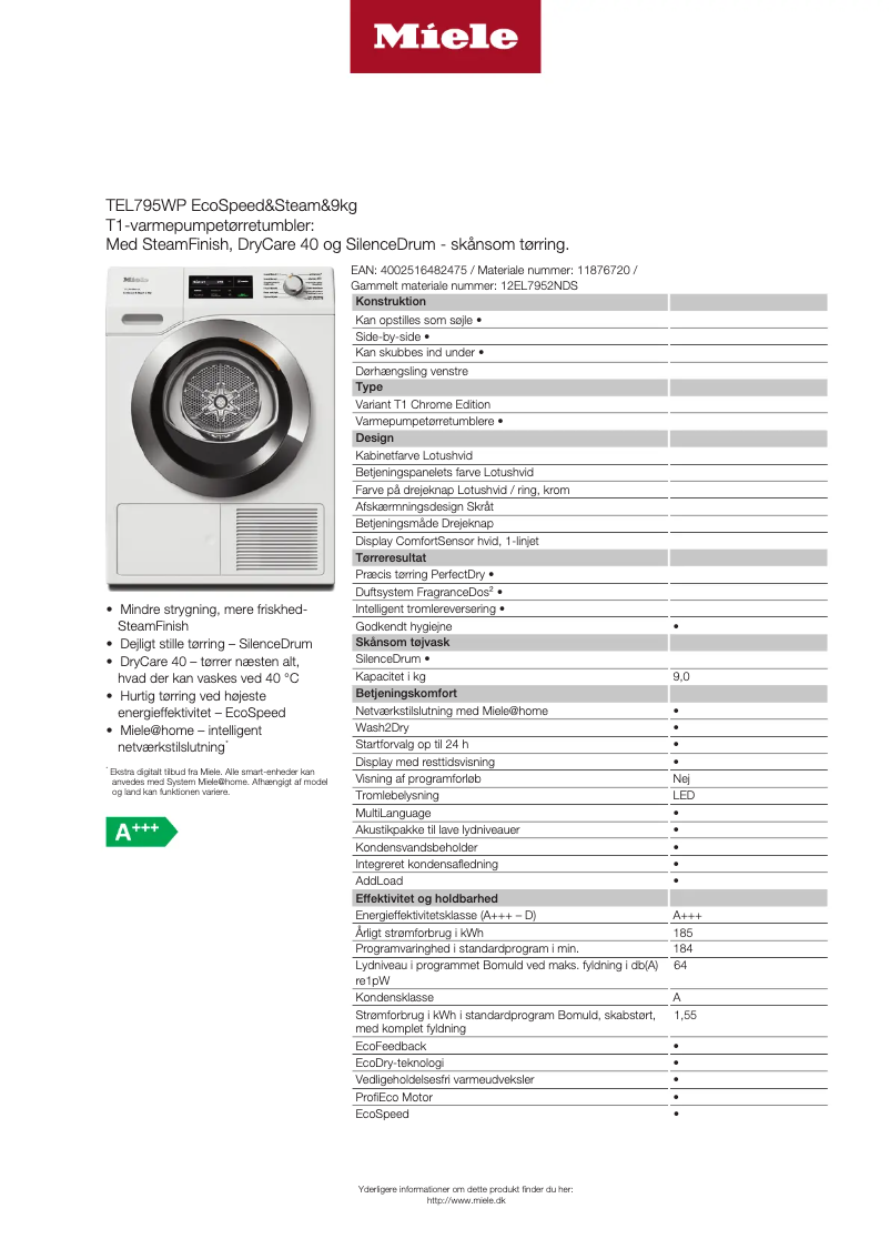 Page n°1 - Manuel utilisateur Miele TEL795WP