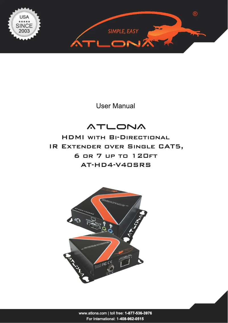Page 1 de la notice Manuel utilisateur Atlona AT-HD4-V40SRS