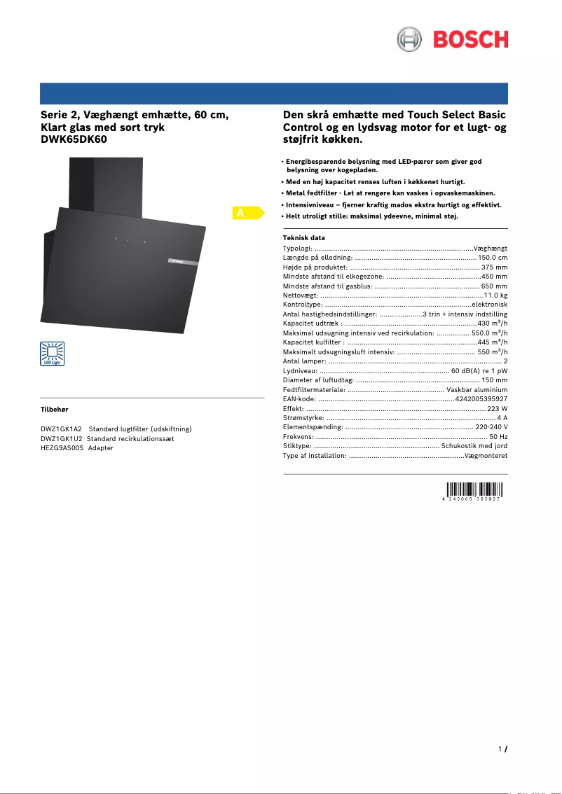 Página 1 del manual Folleto Bosch DWK65DK60