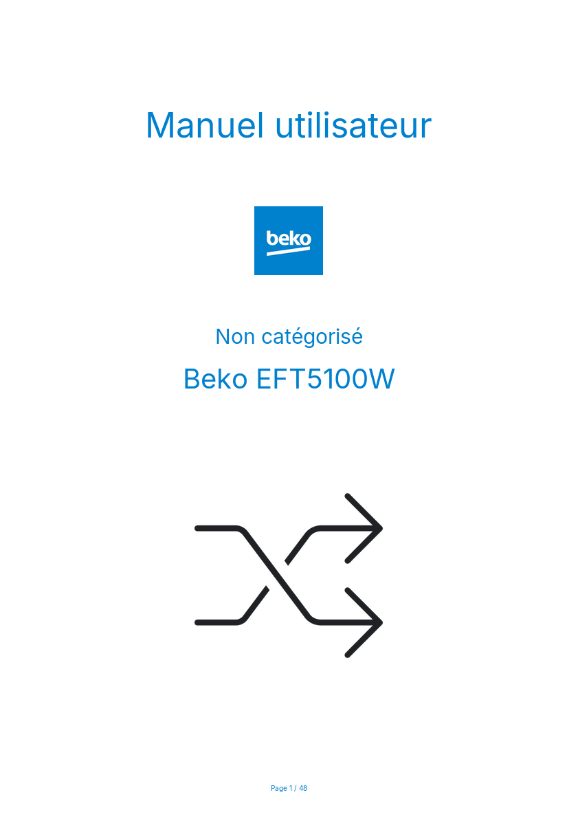 Page n°1 - Manuel utilisateur Beko EFT5100W