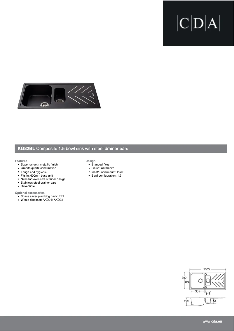 Page n°1 - Fiche technique CDA KG82BL