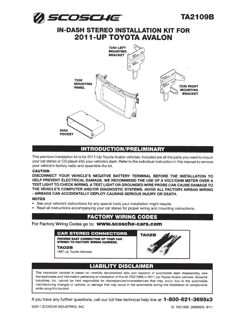 Image de la première page du manuel de l'appareil TA2109B