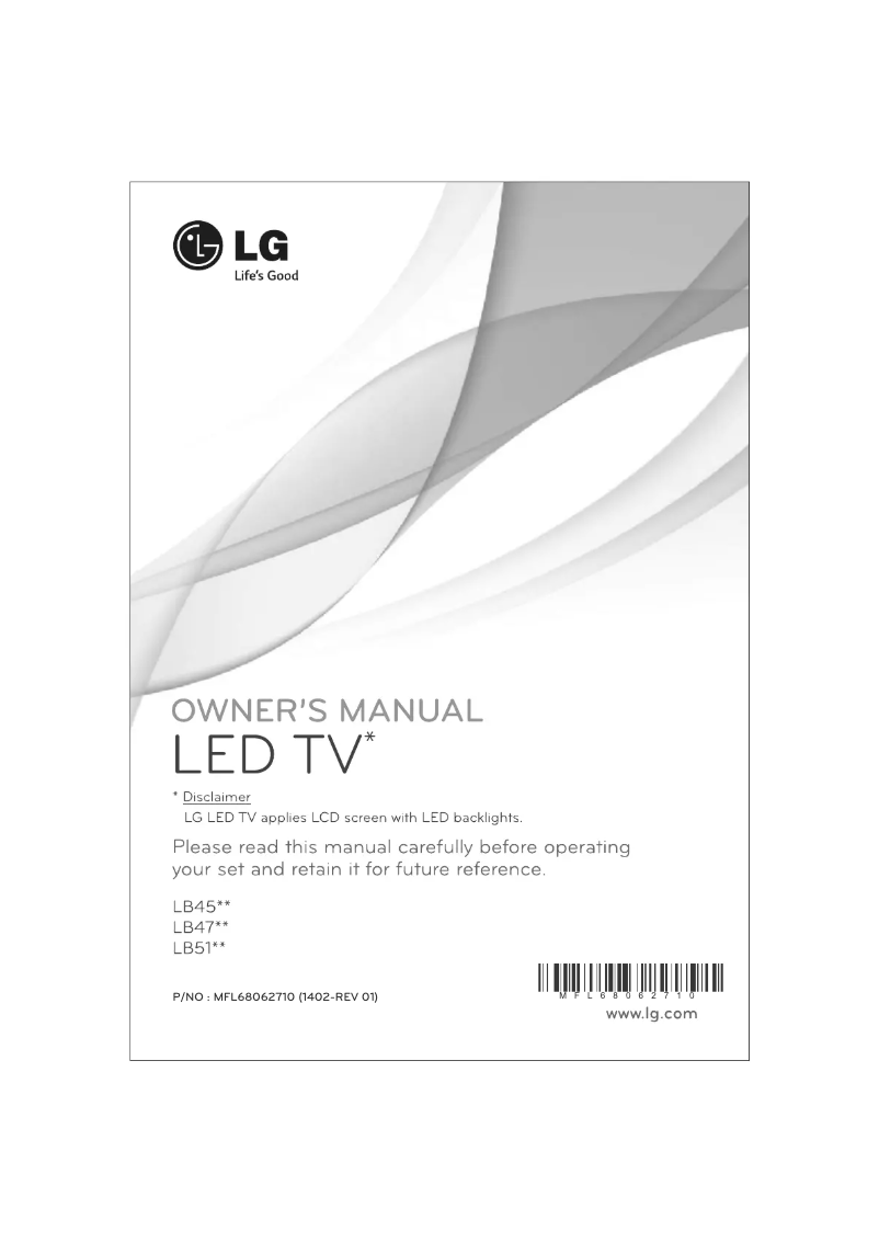 Page 1 de la notice Manuel utilisateur LG 24LB454A-TG