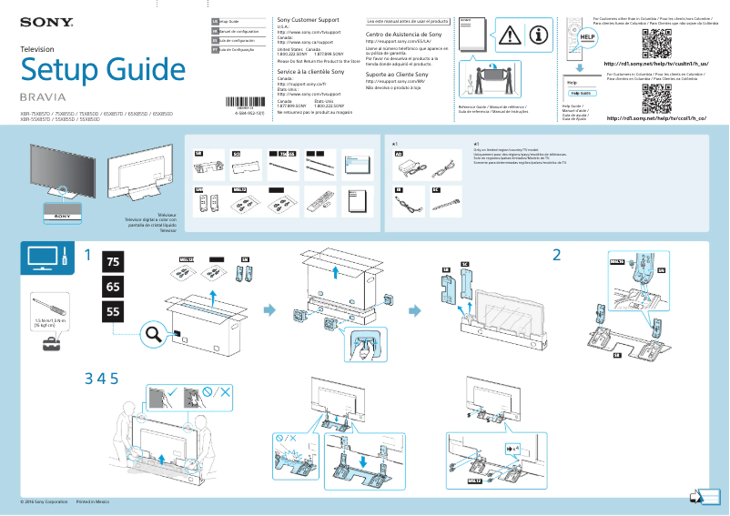 Page n°1 - Guide d'installation Sony Bravia XBR-75X850D