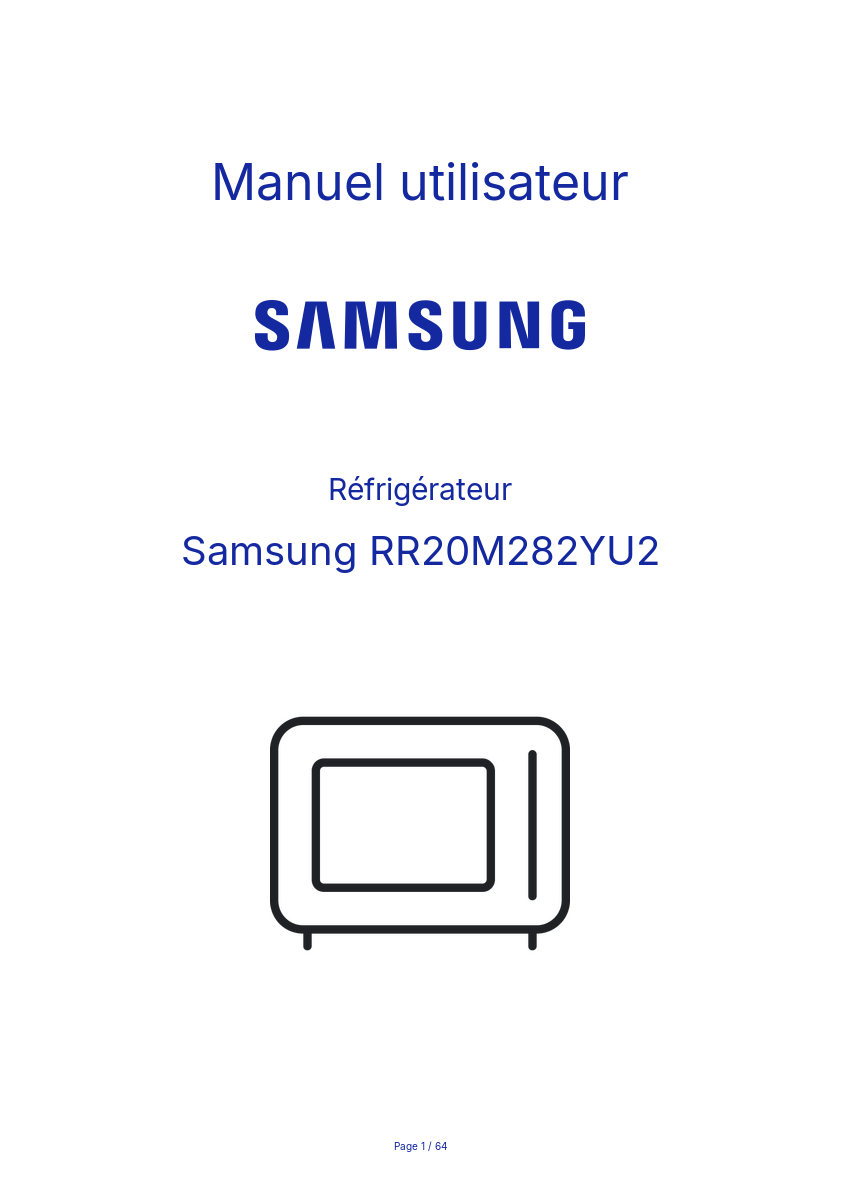 Image de la première page du manuel de l'appareil RR20M282YU2