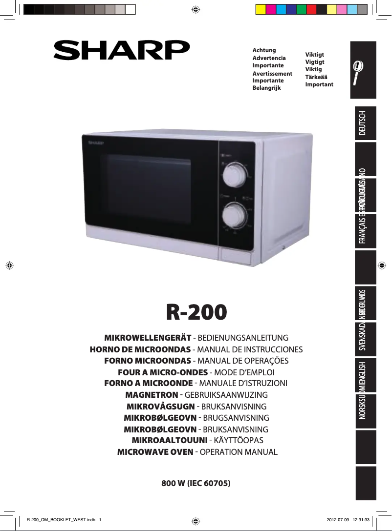 Image de la première page du manuel de l'appareil R-200WW