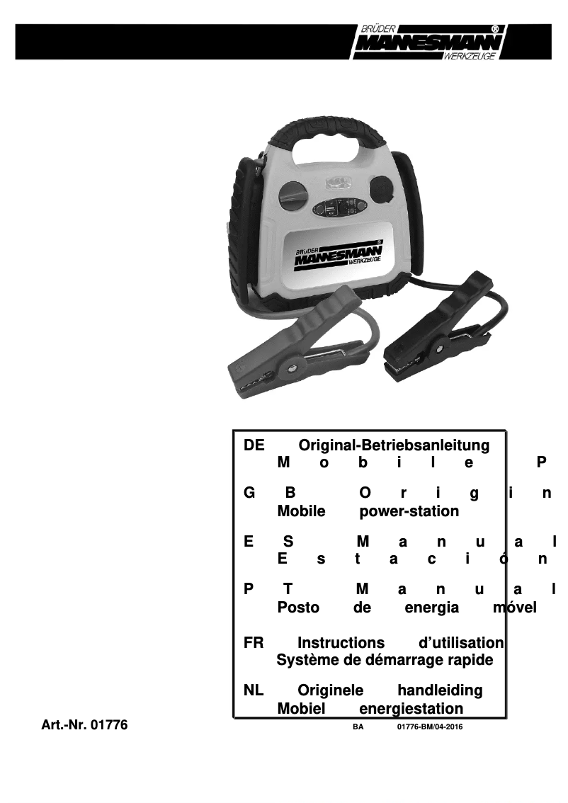 Page 1 de la notice Manuel utilisateur Brüder Mannesmann M01776
