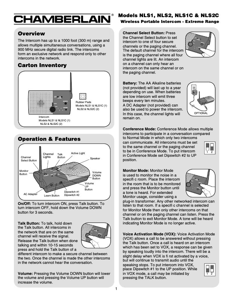 First page image of the manual for NLS1