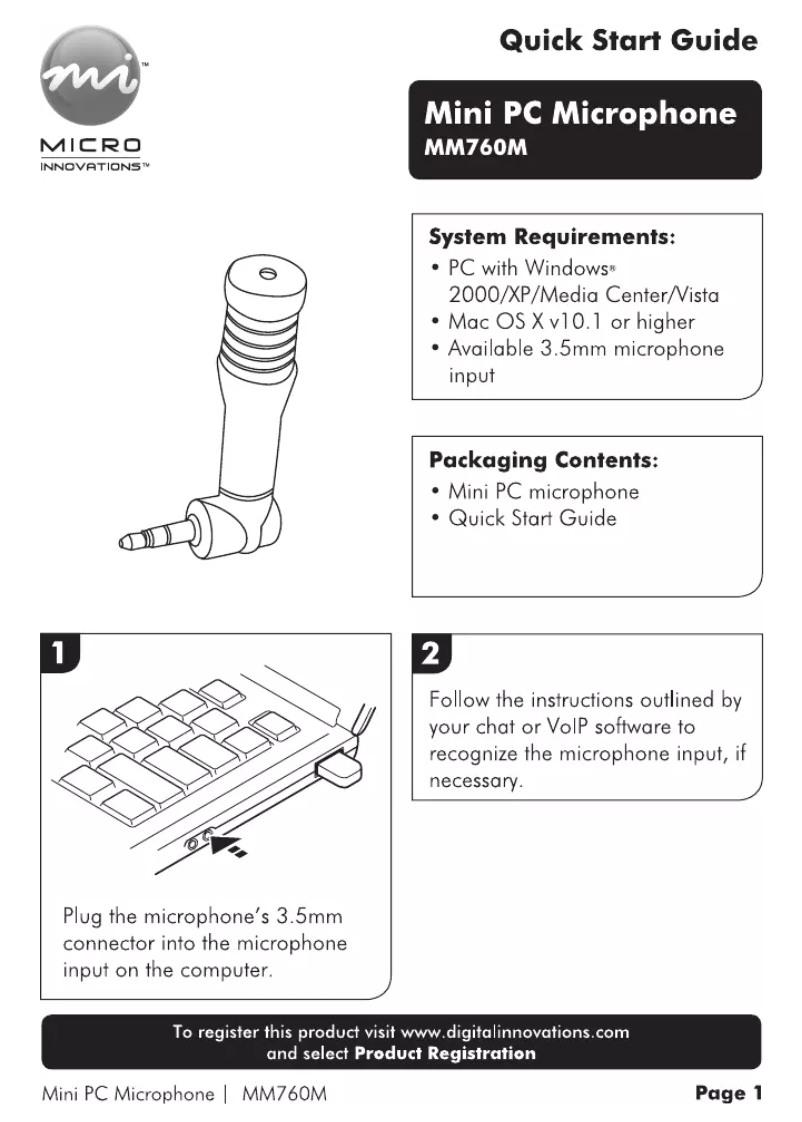Página 1 del manual Manual de usuario Micro Innovations Mini PC