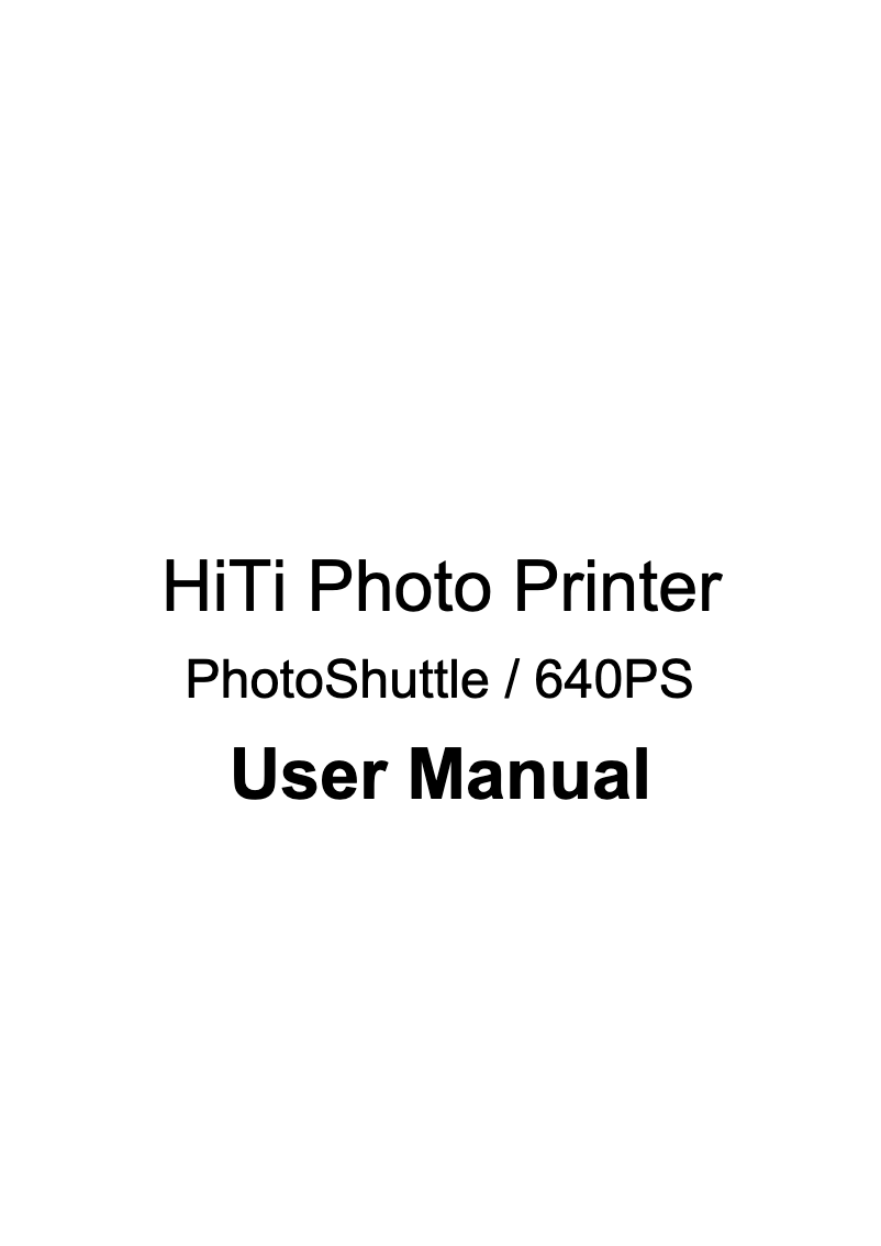Page n°1 - Manuel utilisateur HiTi 640PS