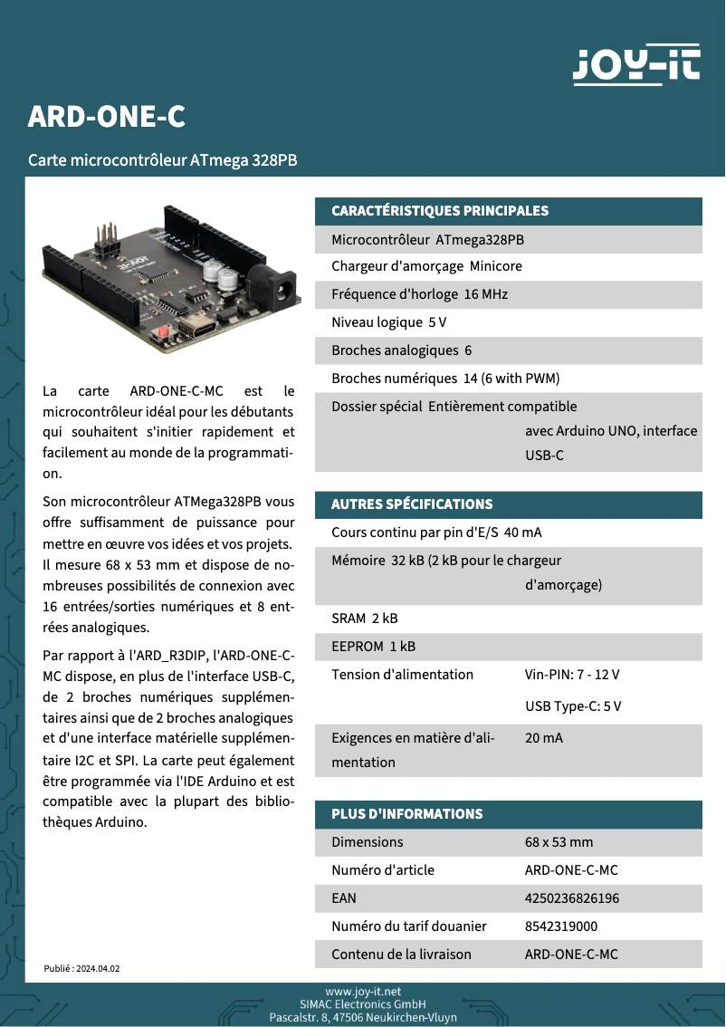 Imagen de la primera página del manual del dispositivo ARD-One-C-MC